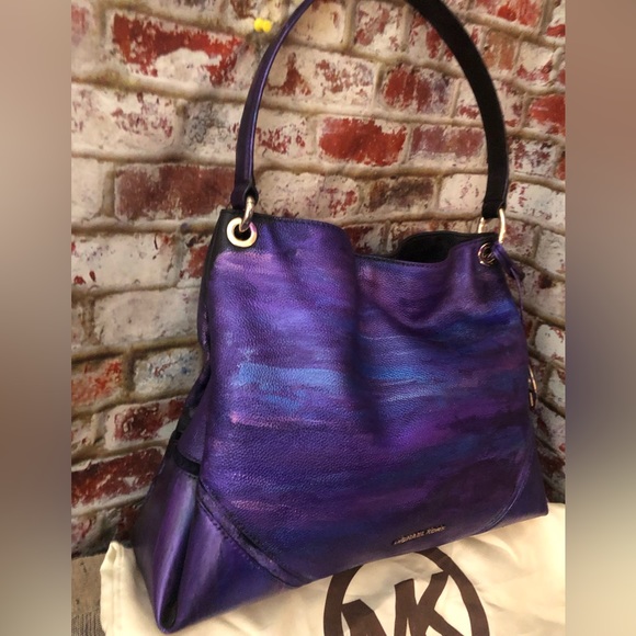 VINTAGE Michael Kors Metallic Mult Color Pebbled Leather Shoulder Bag Tote Purse - Picture 13 of 16